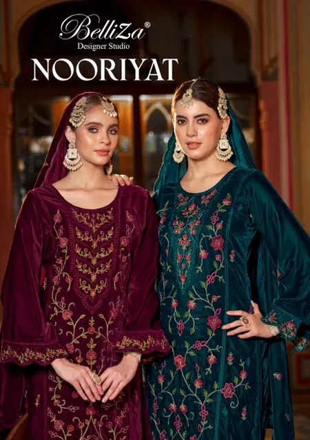 Nooriyat By Belliza Velvet Embroidery Dress Material Wholesalers In Surat
